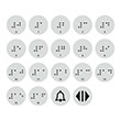 Тактильные наклейки для кнопок лифта с 0 по 16 этаж (набор) , ДС96 (пленка, 20х20 мм, серебристый)